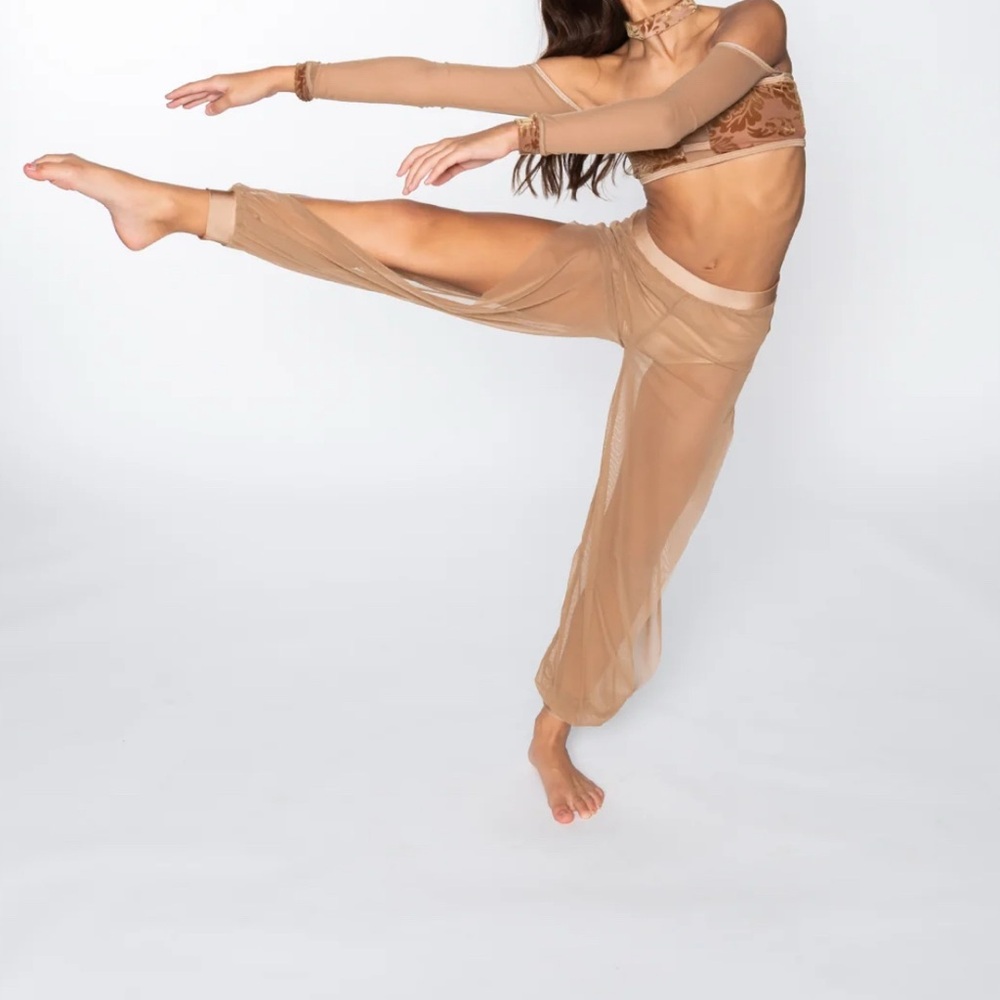 Elegant Sheer champagne color Women's Dance pants